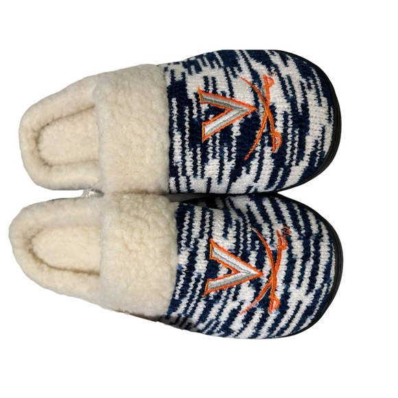 FOCO Women's Virginia NCAA Sherpa Memory Foam Slippers L 9/10 - Picture 1 of 7